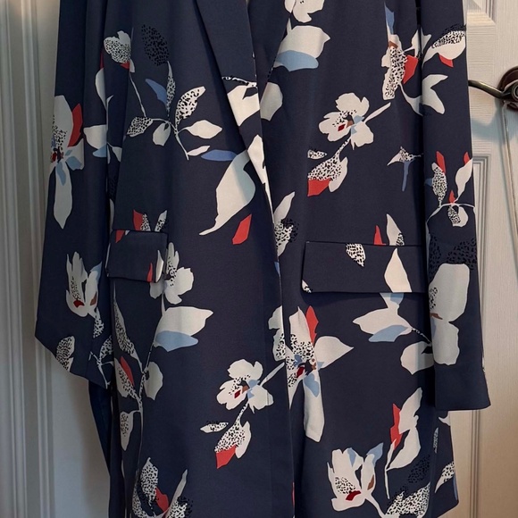 JACKET, NAVY BLUE & WHITE, RED & MEDIUM BLUE, SIZE 4X, OPEN FRONT, FRONT POCKETS - Picture 1 of 16